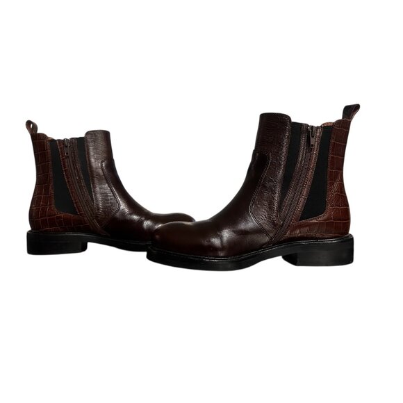 Jeffrey Campbell Edmond Chelsea Booties Women 8 Brown Real Leather Zipper Classi - Picture 2 of 16